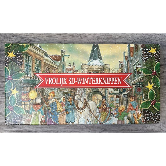 VTG Dutch Paper Craft 3D Christmas Winter Scene Translates Happy Winter Cutting - Picture 2 of 6